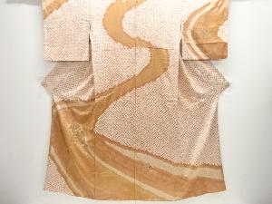 本絞り生花模様刺繍一つ紋訪問着